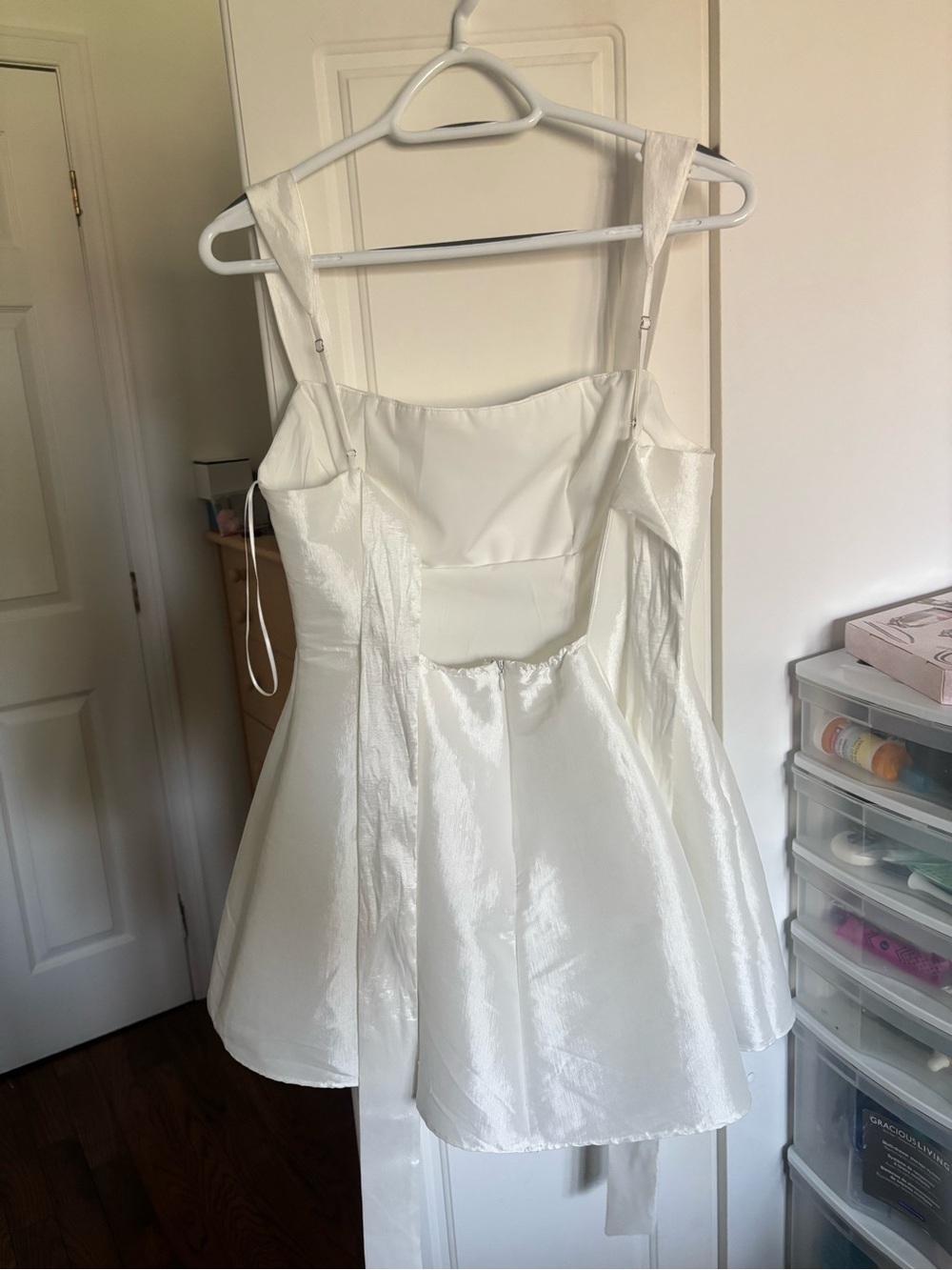 Lena White Satin Mini Dress - Picture 2 of 3